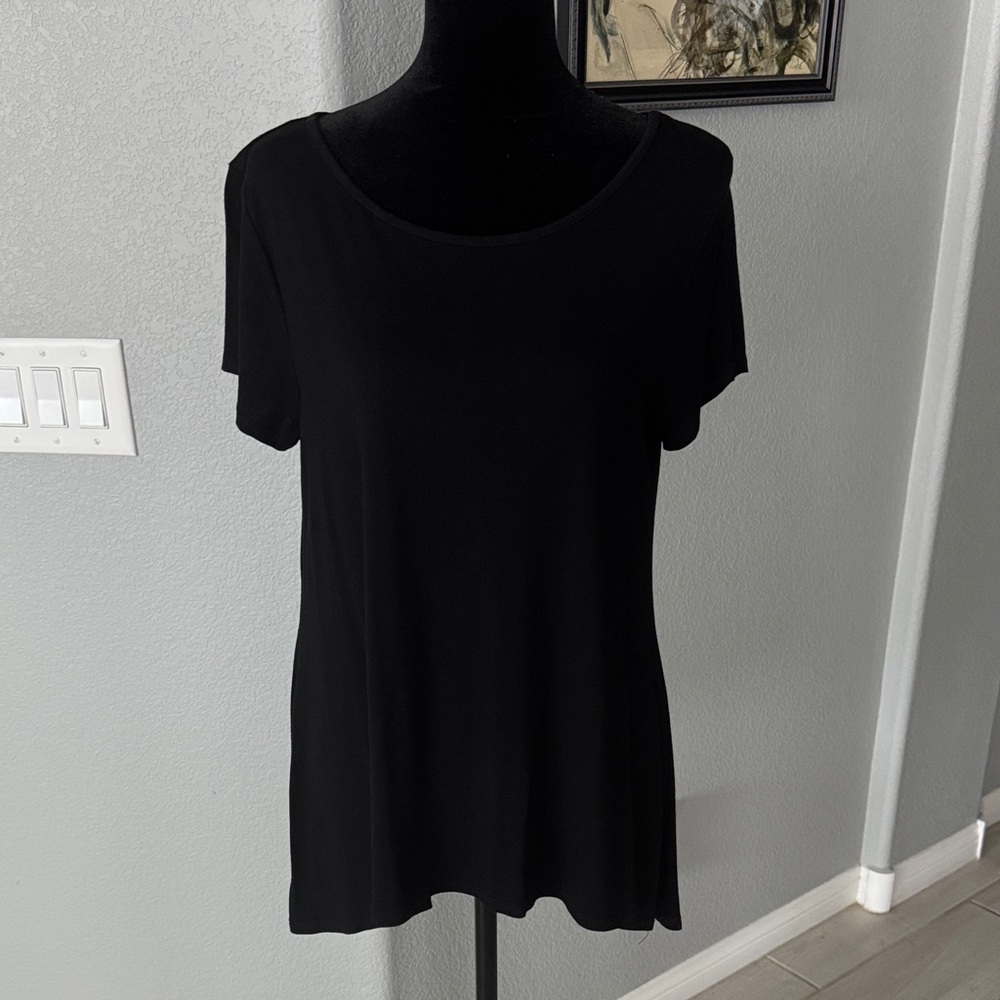 Classic Black Women's Top with Cute Button Back Detail!!